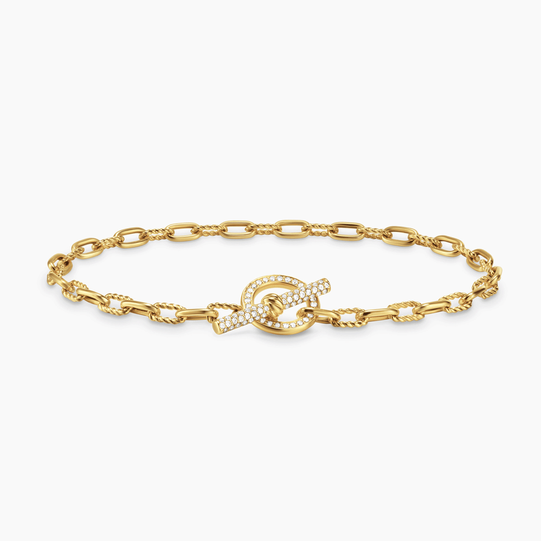 David Yurman Madison® Pavé Toggle Chain Bracelet 18k Yellow Gold with Diamonds, 3mm