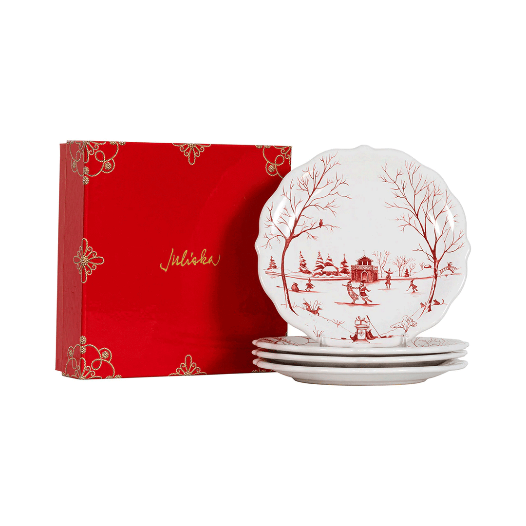 Juliska Country Estate Winter Frolic Party Plate Assorted Set/4