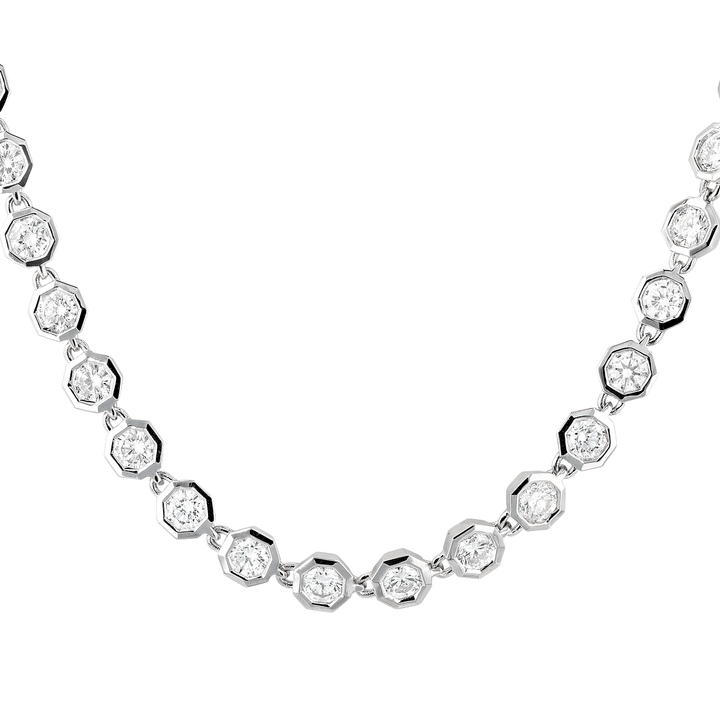 18k White Gold and 4.82 Total Weight Diamond Station Necklace