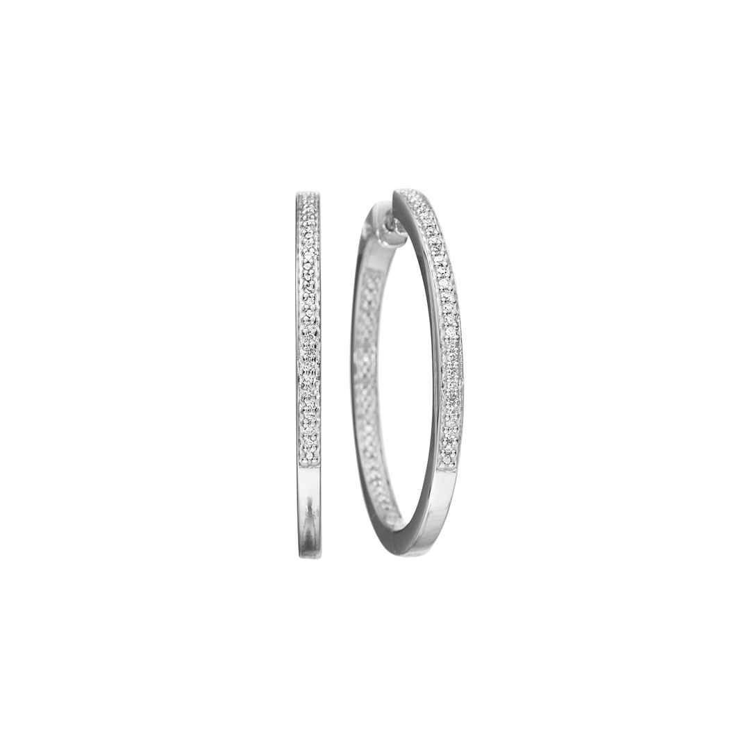 Sterling Silver and Diamond .20 Total Weight Hoops