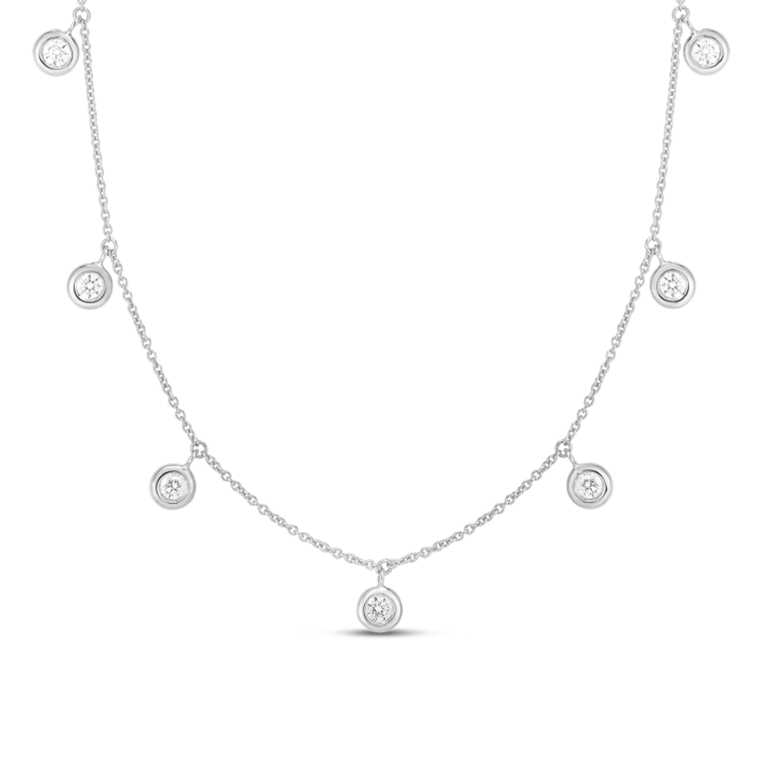Roberto Coin Classics 18k Seven Diamond Drop Station Necklace