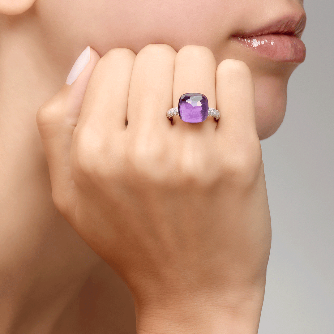 Pomellato Pomellato Nudo Classic 18k Rose White Gold Amethyst and Diamond Ring