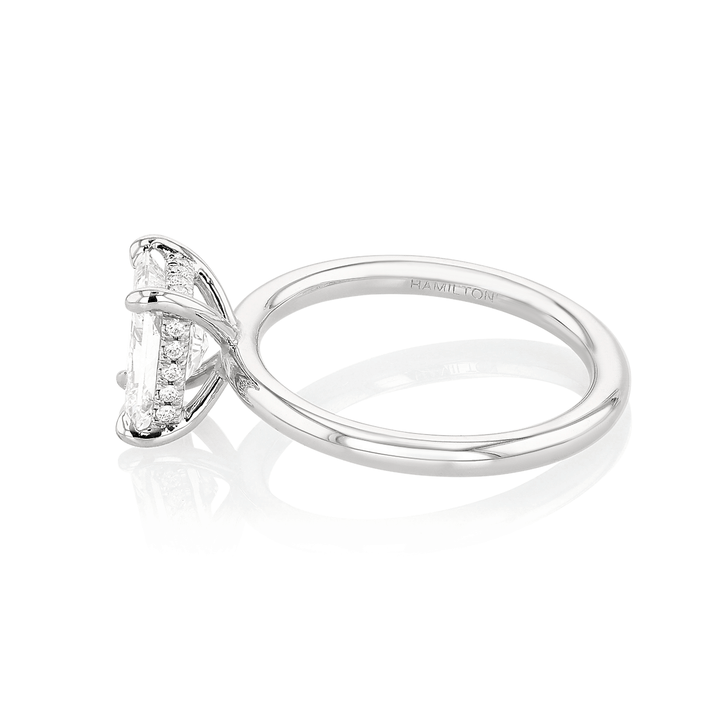 Hamilton Silhouette Platinum and 1.51 Total Weight Radiant Cut Diamond Engagement Ring