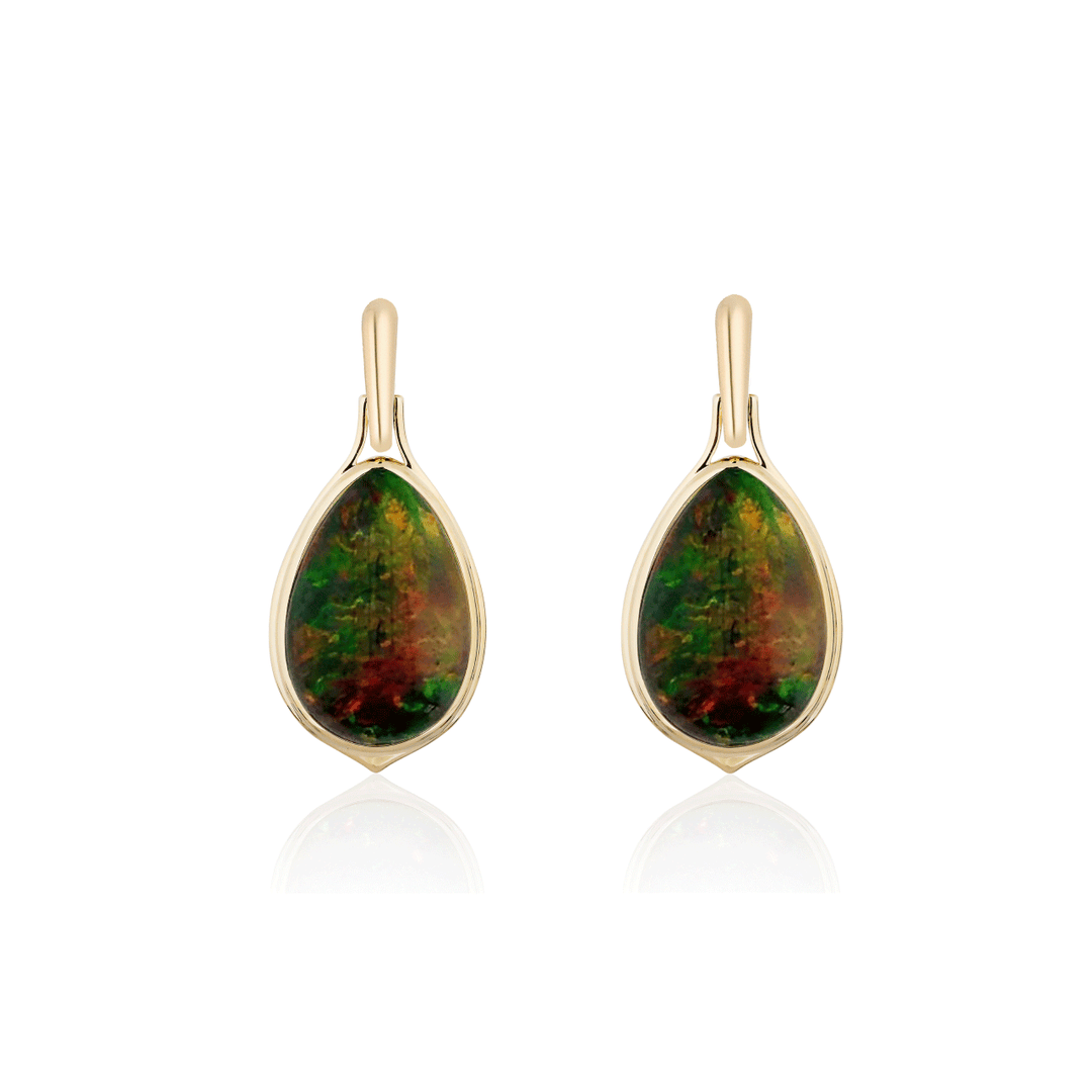 Goshwara G-one 18k Yellow Gold Black Opal Pear Drop Earrings