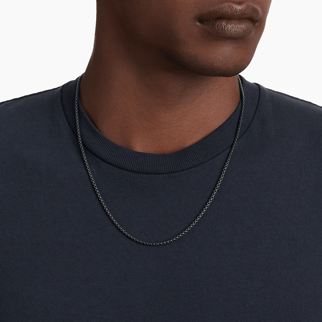 David Yurman Box Chain Necklace Stainless Steel with Black PVD Coating, 2.7mm