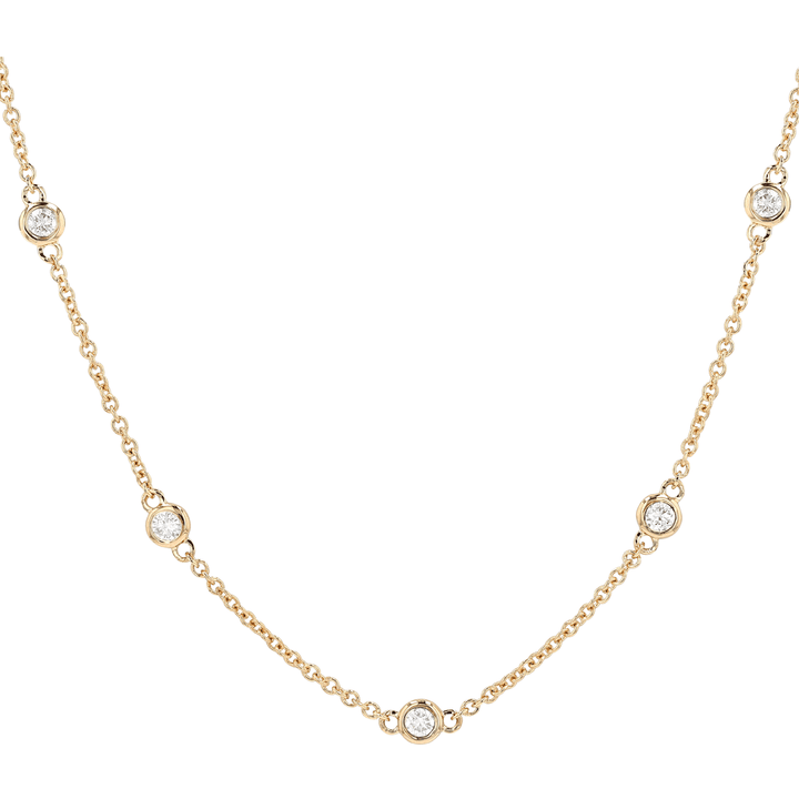 14k Yellow Gold and Diamonds By The Yard .75 Total Weight Necklace