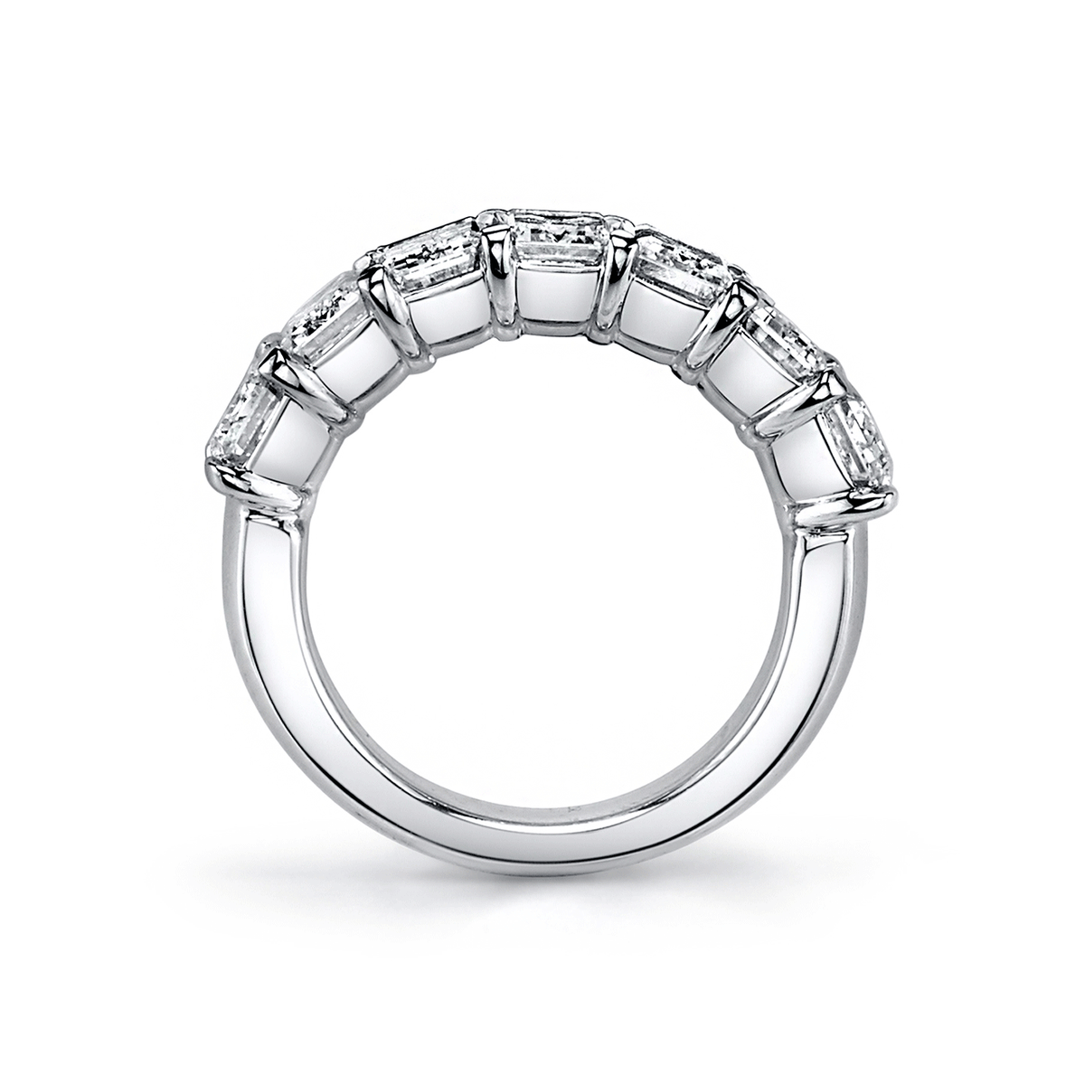 Platinum and Emerald Cut Diamond 2.32 Total Weight Diamond Band