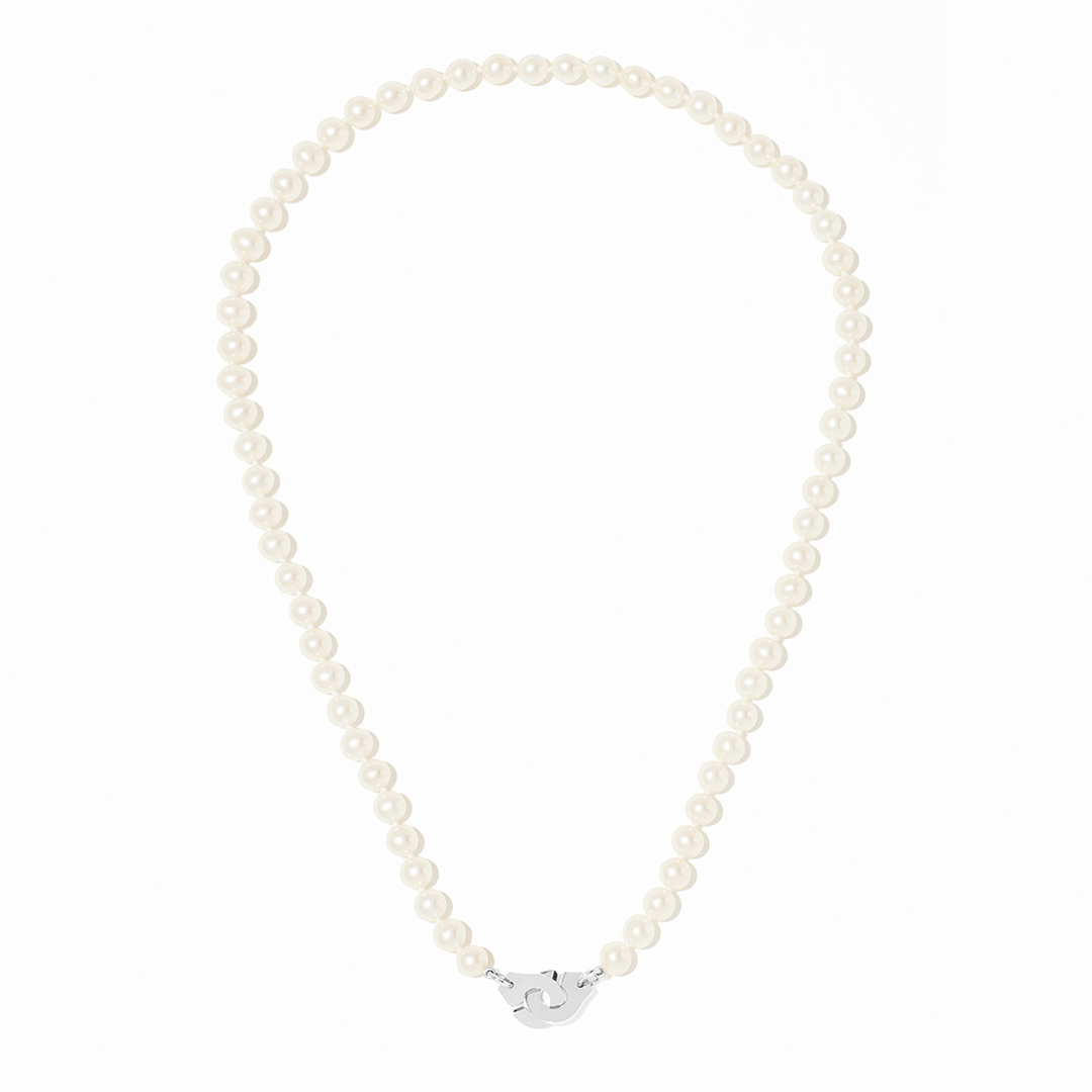 Dinh Van Menottes R10 18k White Gold and Pearl Necklace