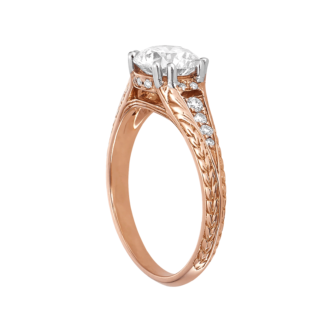 1912 18k Rose Gold and .26TW Diamond Engagement Mounting Ring