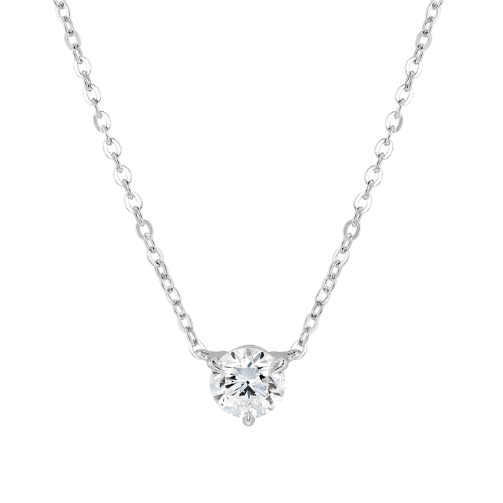 18k White Gold and .99 Total Weight Diamond Solitaire Pendant