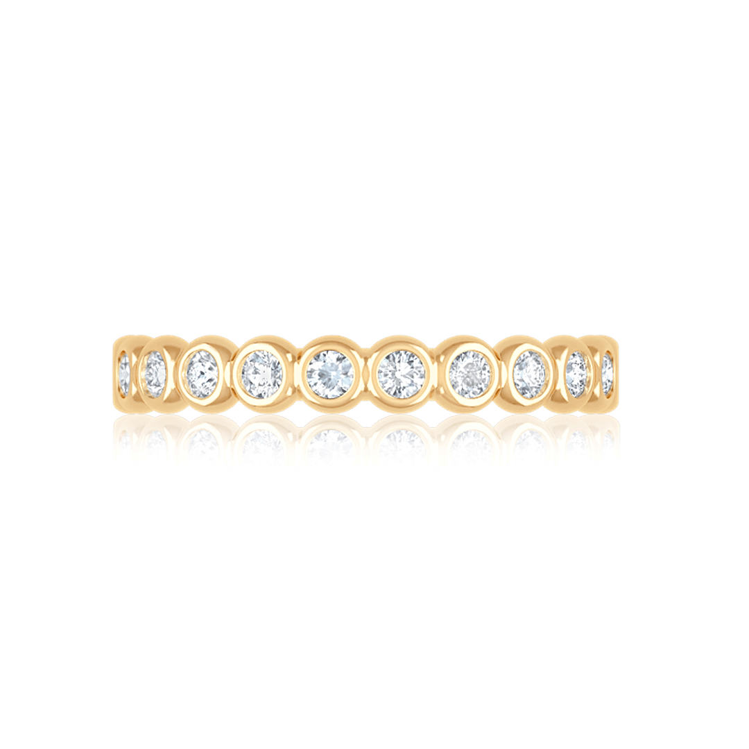 18k Yellow Gold and .41 Total Weight Round Diamond Bezel Band