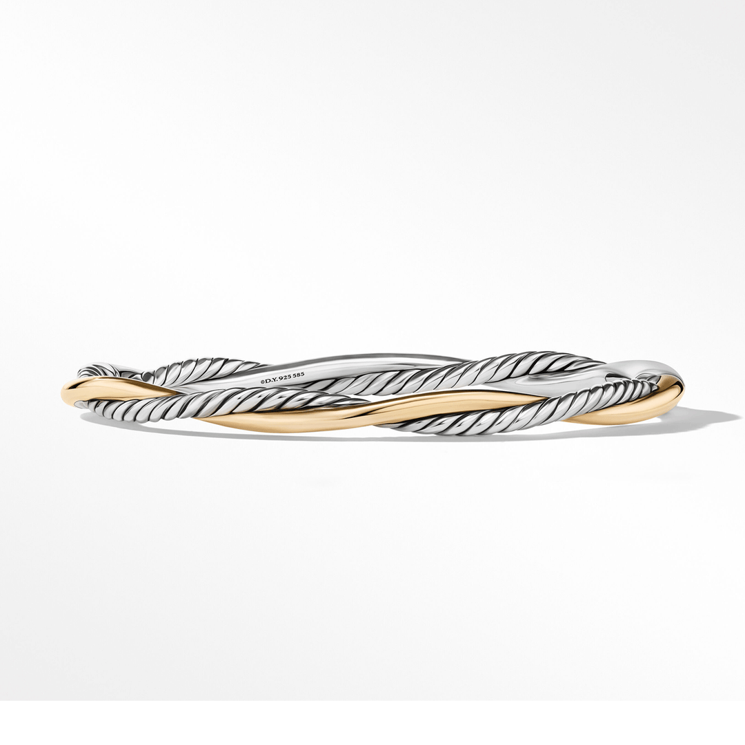 David Yurman Petite Infinity Bracelet Sterling Silver with 14k Yellow Gold, 4.4mm