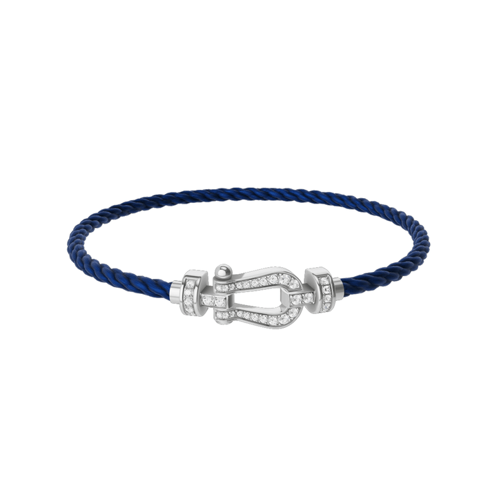 FRED Navy Cord Bracelet with 18k White Diamond MD Buckle,Exclusively at Hamilton Jewelers