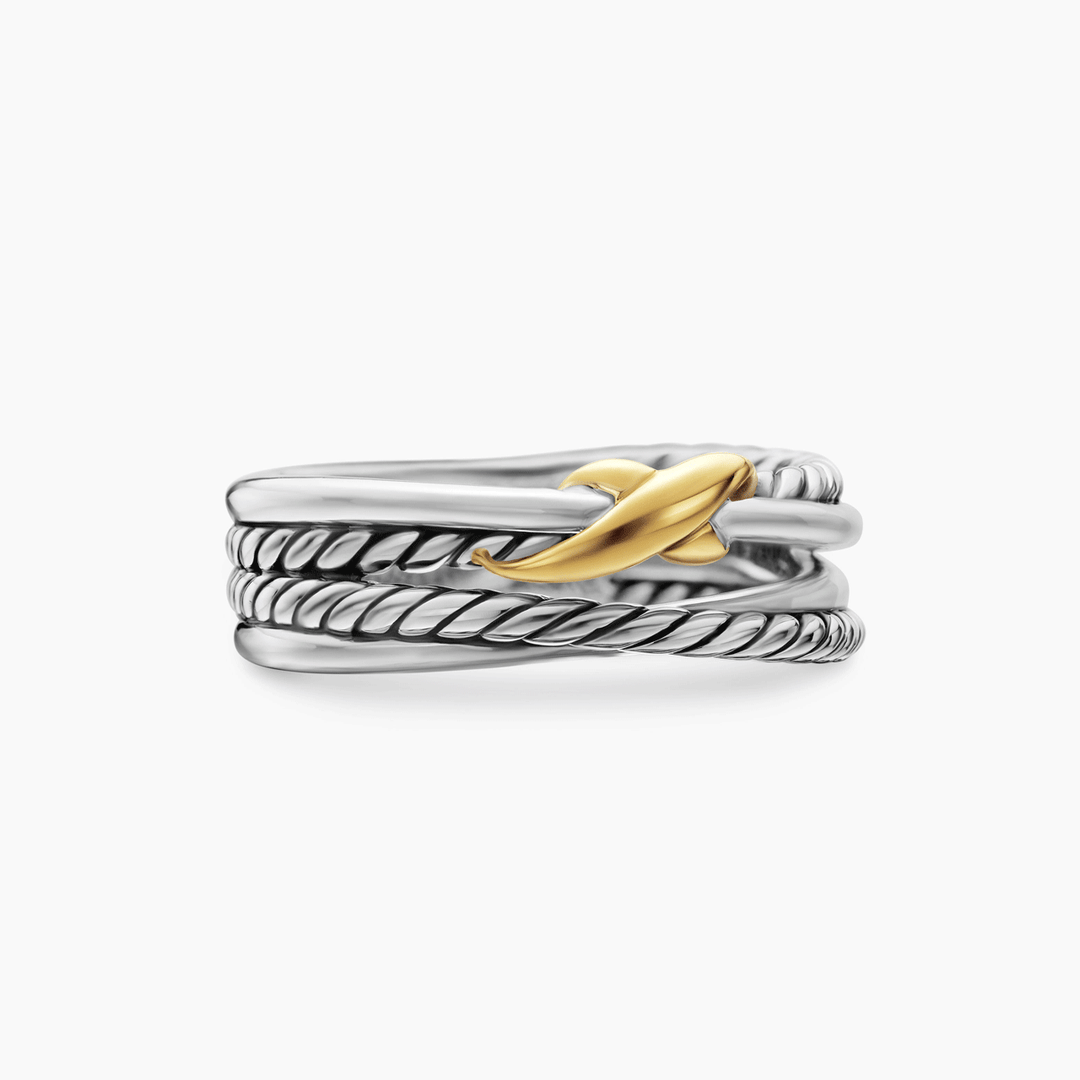 David Yurman X Crossover Band Ring Sterling Silver with 18k Yellow Gold, 6mm