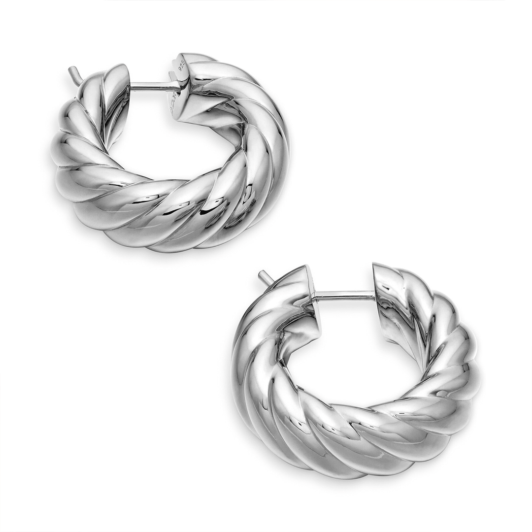 David Yurman Sculpted Cable Hoop Earrings Sterling Silver, 25mm