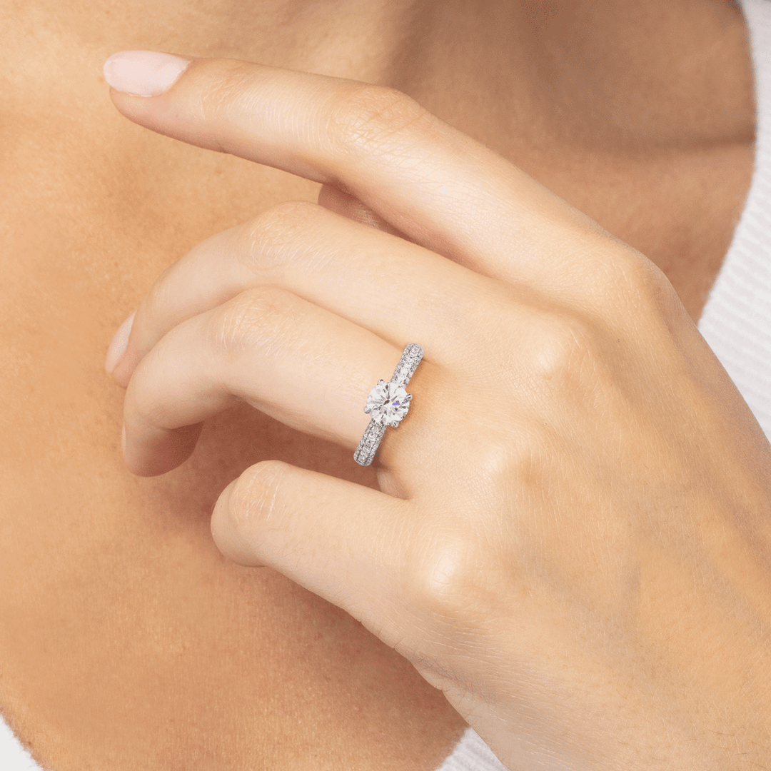 Hamilton Grace Collection 18k White Gold and 0.44 Total Weight Diamond Engagement Mounting Ring