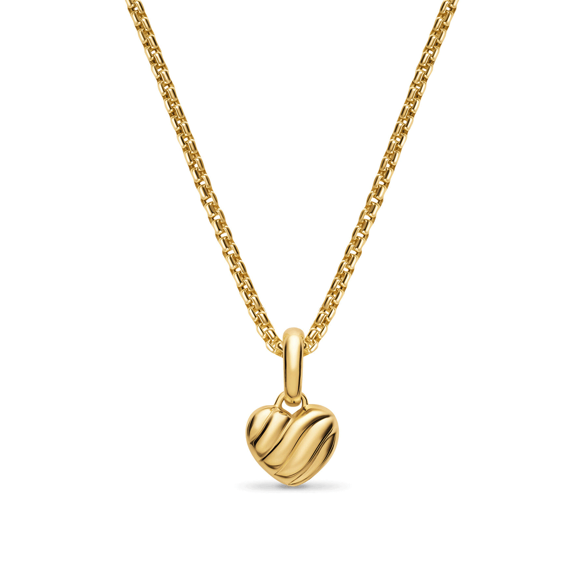 David Yurman Petite Puffy Cable Heart Amulet 18k Yellow Gold, 7.4mm