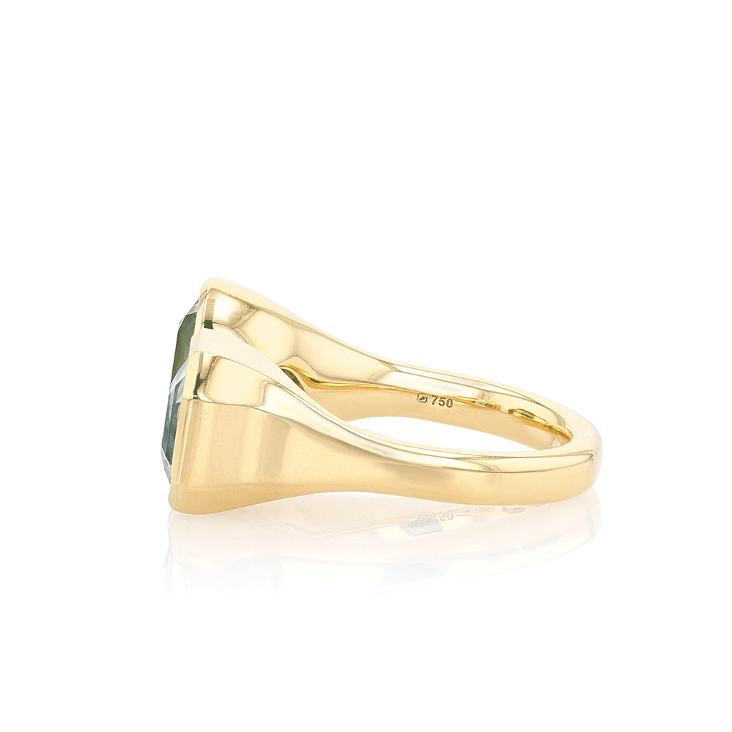 Hamilton Facet Collection 18k Yellow Gold and 3.77 Total Weight Green Tourmaline Aquamarine Toi et Moi Ring