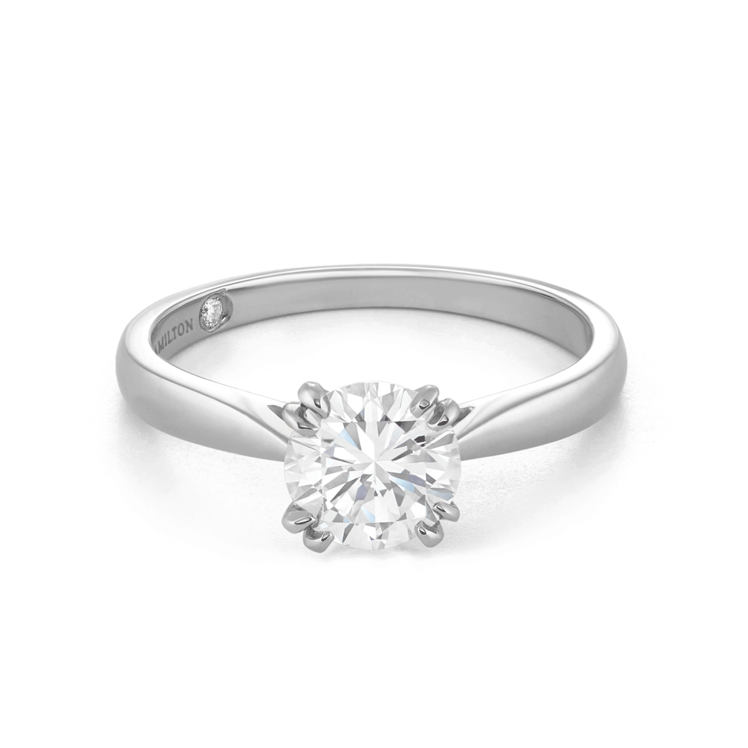 Hamilton Centennial 18k White Gold Engagement Ring For Round Diamond