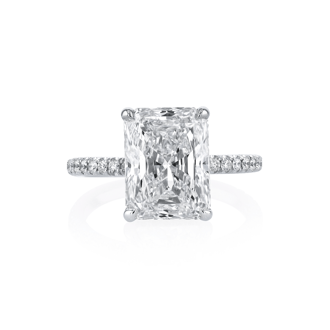 Hamilton Silhouette Platinum and Radiant Cut 4.93 Total Weight Ring