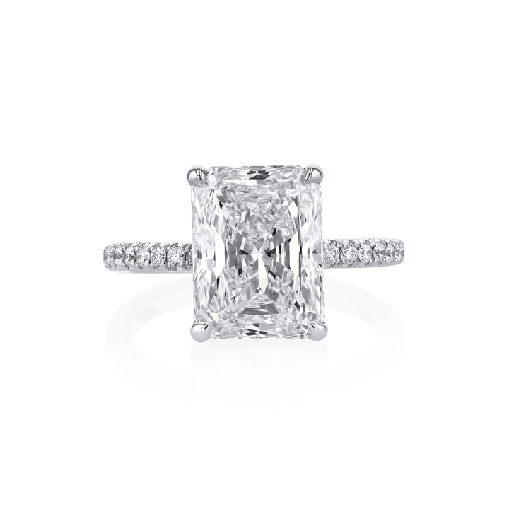 Hamilton Silhouette Platinum and Radiant Cut 4.93 Total Weight Ring