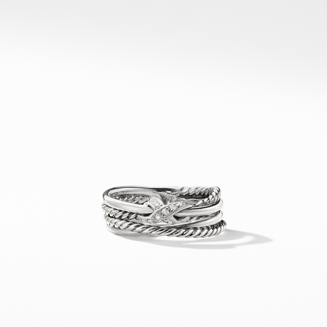 David Yurman X Crossover Band Ring in Sterling Silver with 18k Yellow Gold