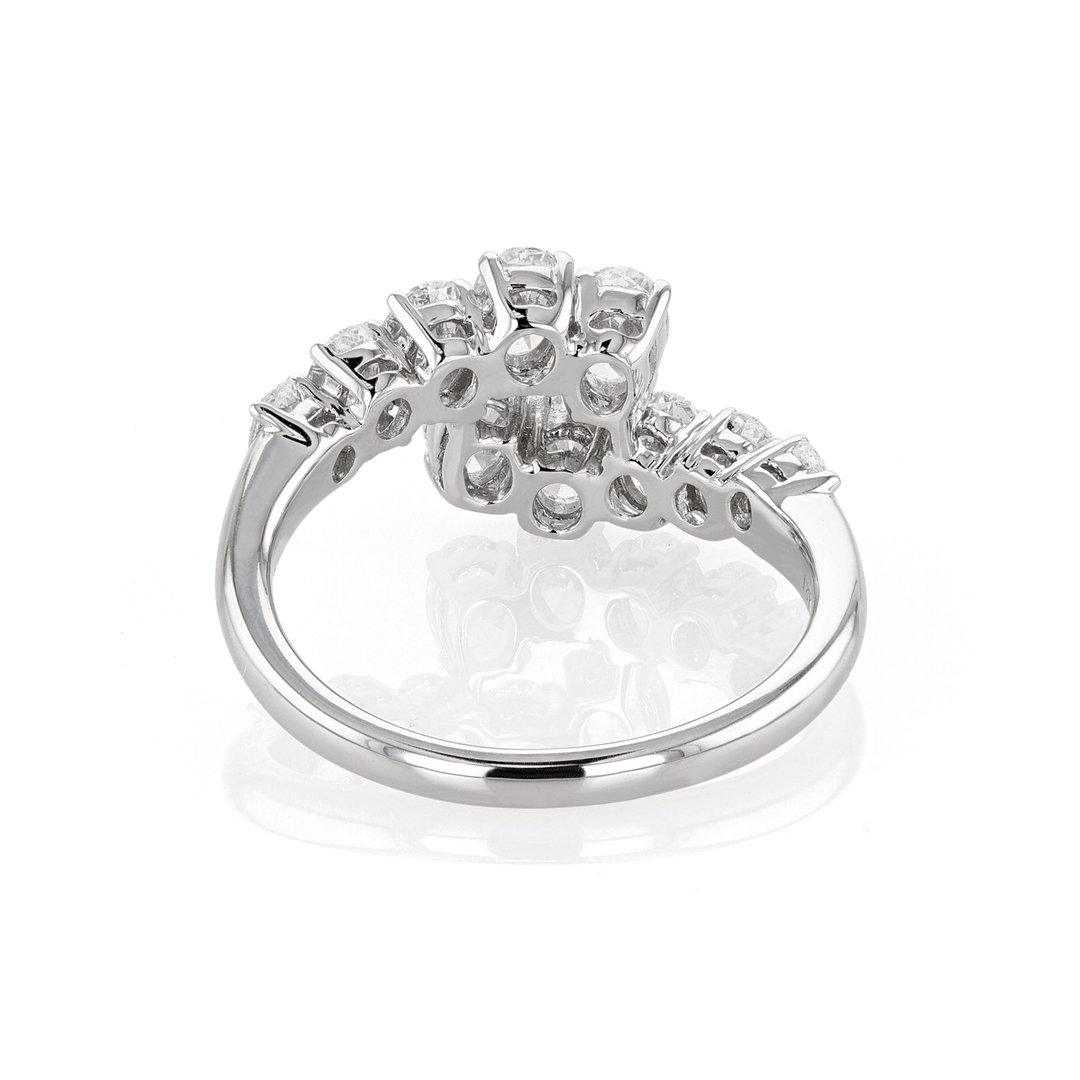 18k Gold and Oval Diamond 1.80 Total Weight Bypass Ring