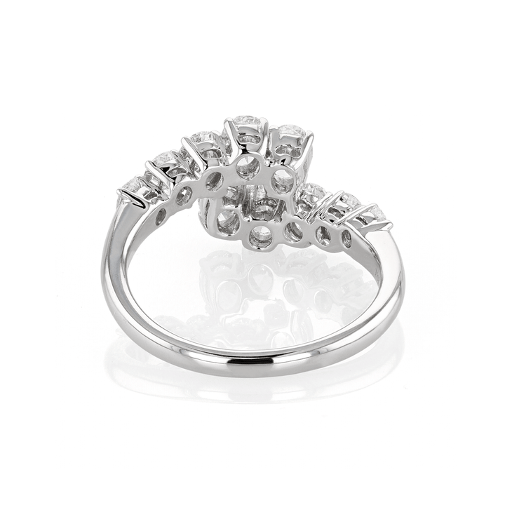 18k Gold and Oval Diamond 1.80 Total Weight Bypass Ring