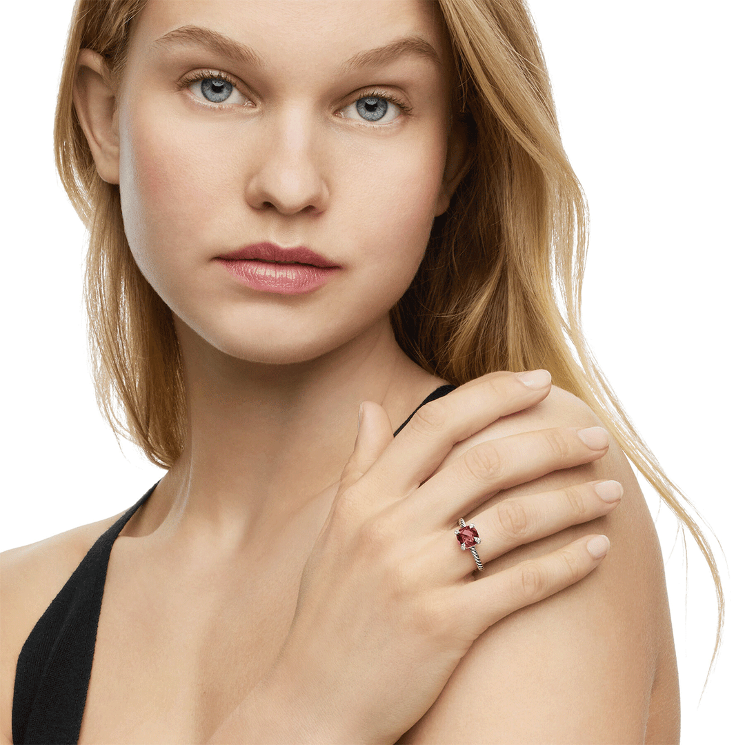 David Yurman Chatelaine Ring with Rhodolite Garnet and Diamonds