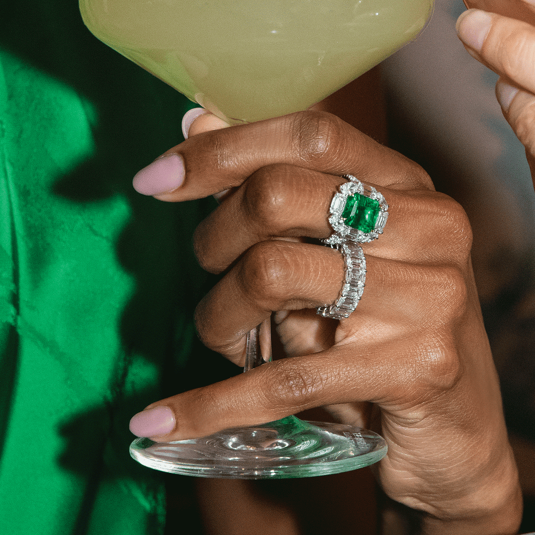 Platinum and Emerald Cut Diamond 8.61 Total Weight Eternity Band