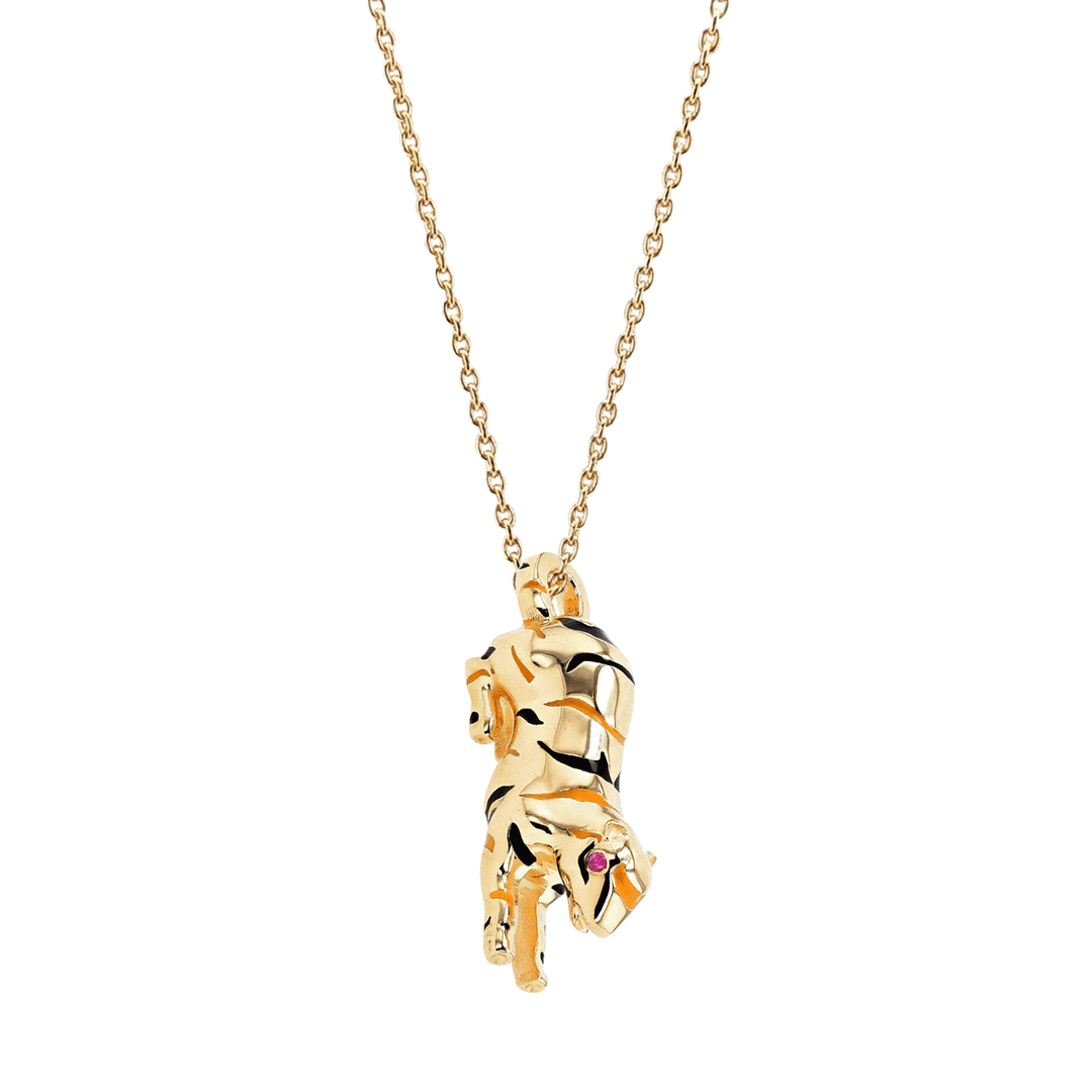 Hamilton Collection Palmer Square Enamel Tiger 14k Gold Charm