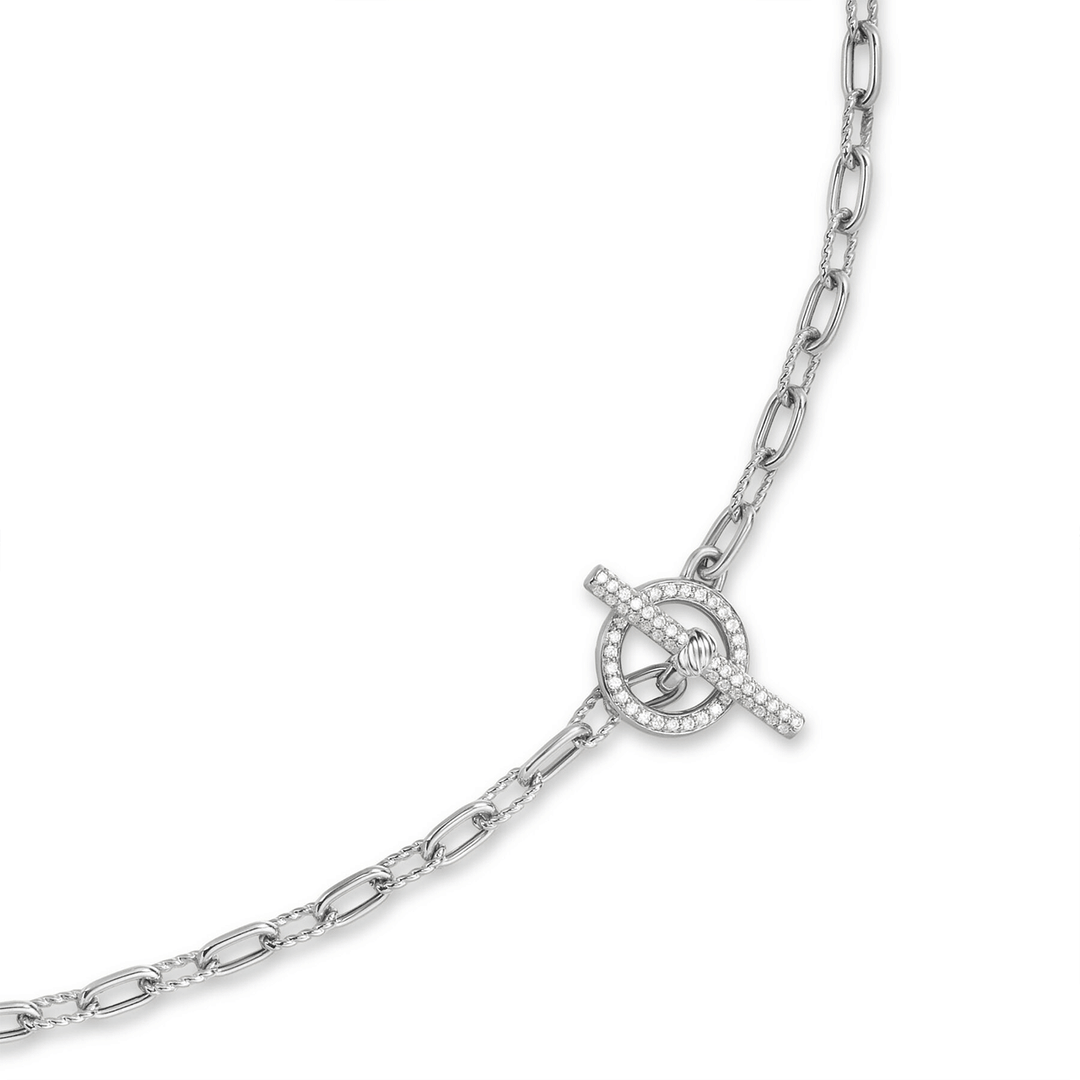 David Yurman Madison Pavé Toggle Chain Necklace Sterling Silver with Diamonds, 3mm