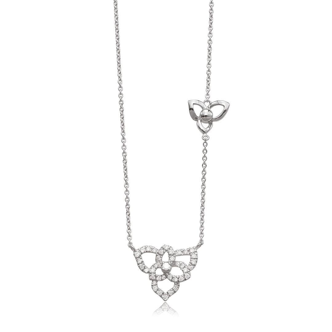 Hamilton Fleur 18k White Gold and Diamond .15 Total Weight Necklace