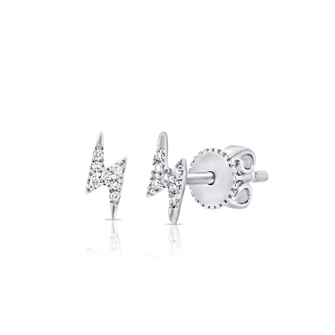 14k White Gold .05 Total Weight Diamond Bolt Studs