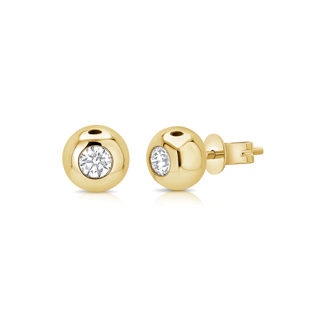 14k Yellow Gold and Diamond .50 Total Weight Dome Studs