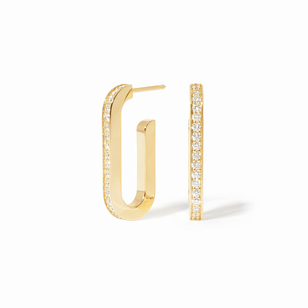 Dinh Van 18k Yellow Gold and Diamond Maillon Earrings