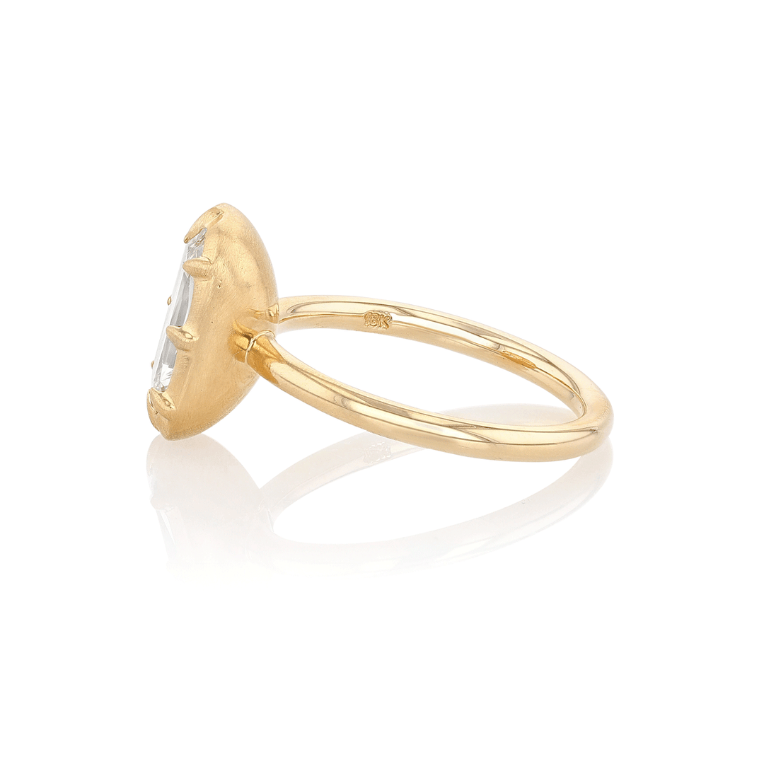 18k Yellow Gold and Cushion Diamond 2.01 Bezel Set Engagement Ring