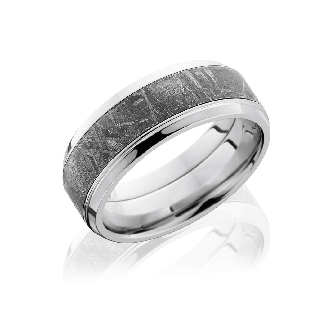 Cobalt and Meteorite Inlay Wedding Band