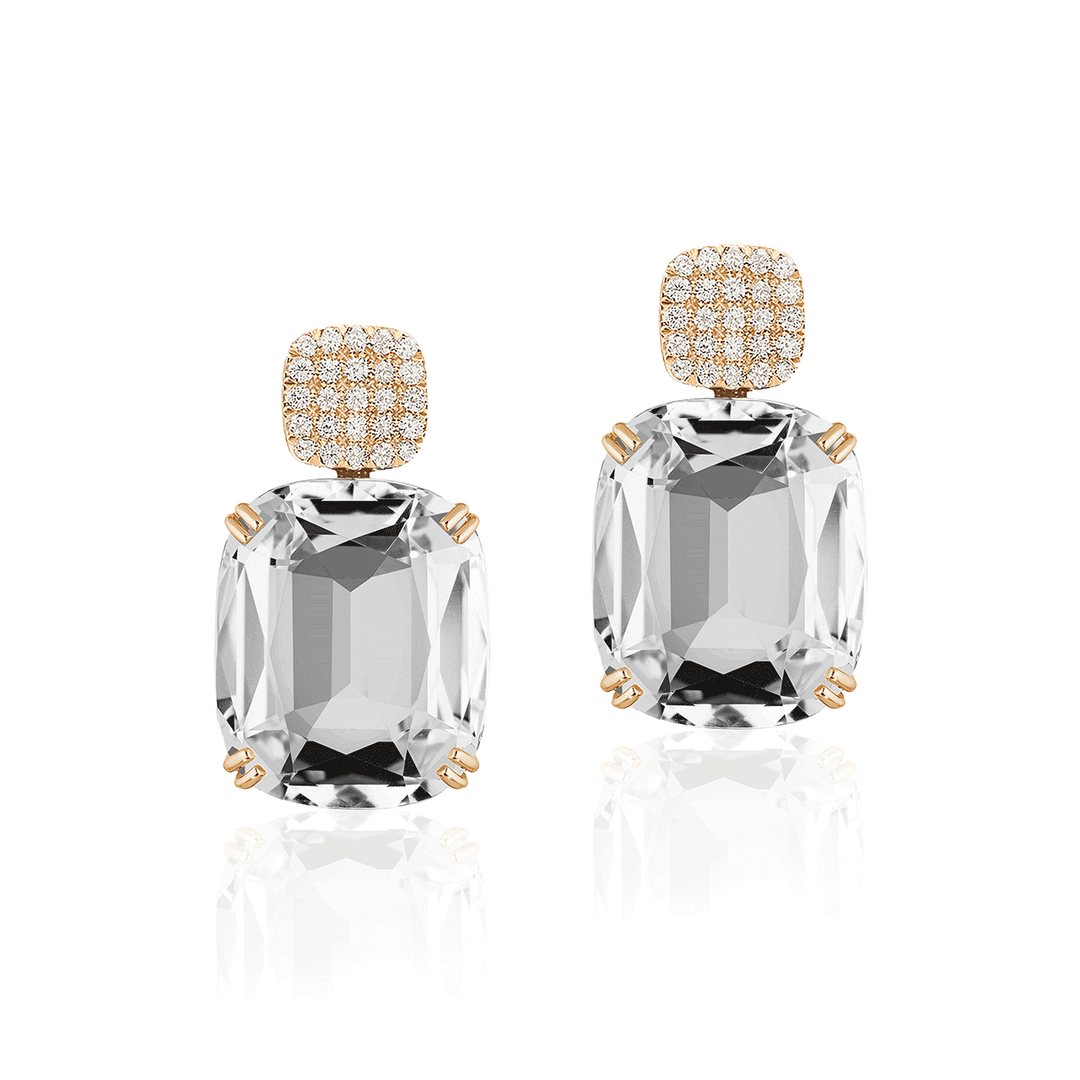 Goshwara Gossip 18k Yellow Gold and 30.33 Total Weight Rock Crystal Diamond Earrings