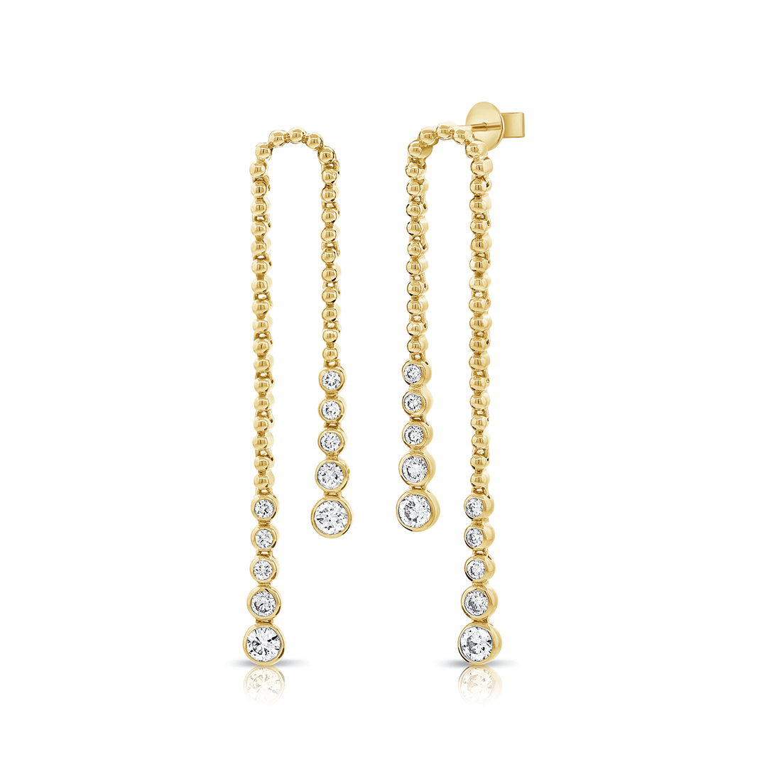 14k Yellow Gold and 1.13 Total Weight Diamond Drop Earrings