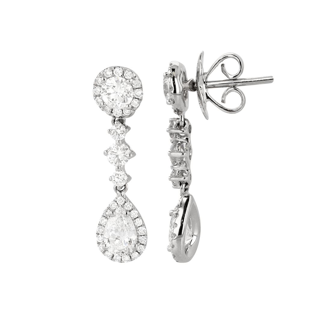 18k Gold and 1.48 Total Weight Diamond Drop Earrings