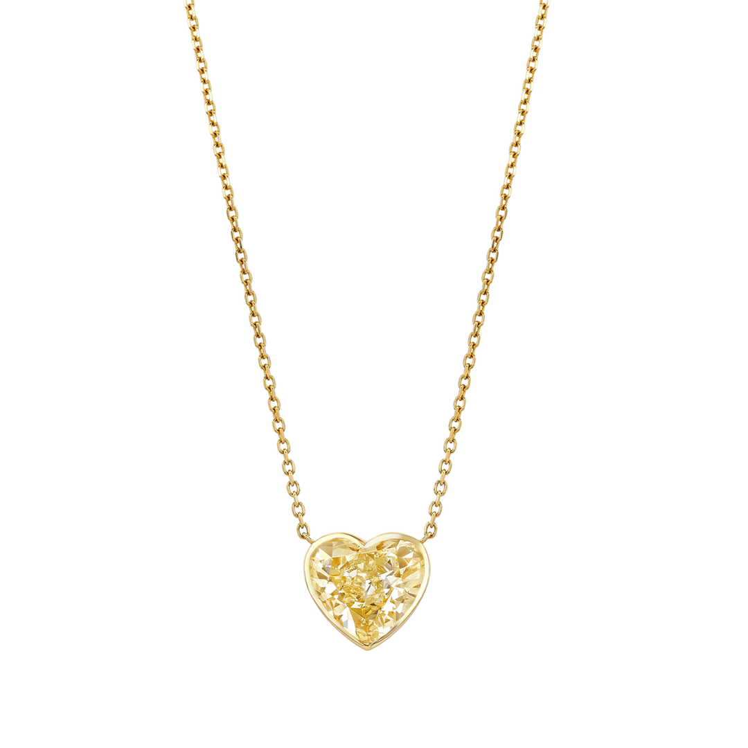 Hamilton 18k Gold and 7.41 Heart Shaped Yellow Diamond Bezel Set Pendant