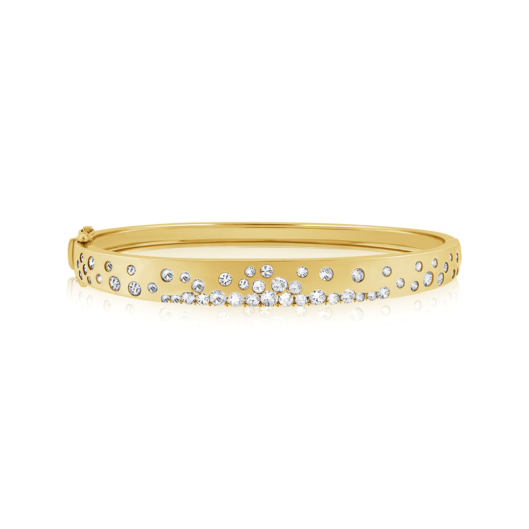 14k Yellow Gold and Scattered Diamond Bangle Bracelet