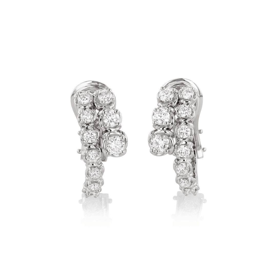 Duet 18k White Gold and 1.12 Total Weight Diamond Wrap Hoops