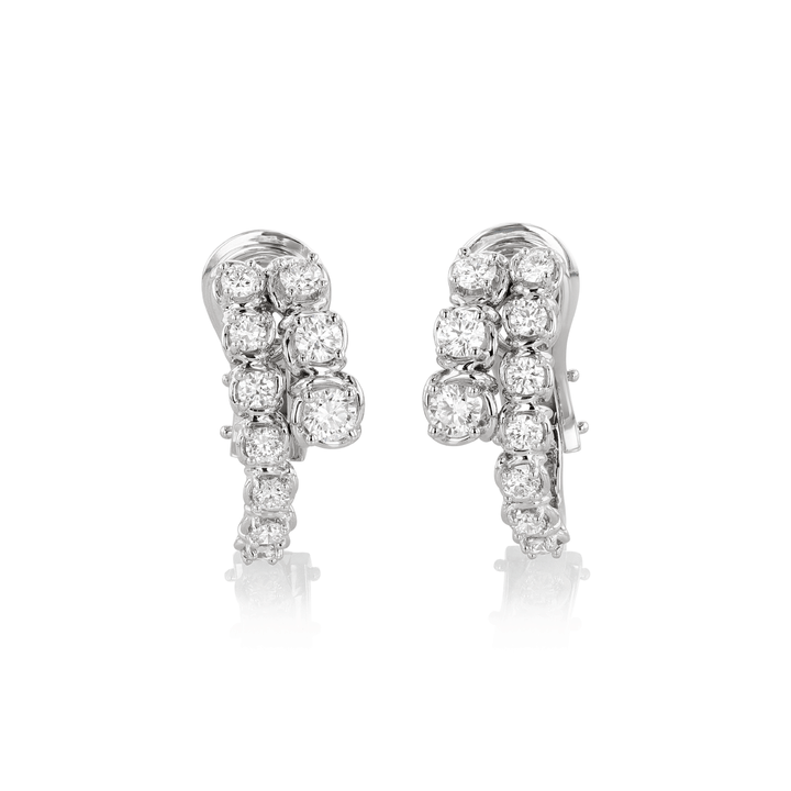 Duet 18k White Gold and 1.12 Total Weight Diamond Wrap Hoops