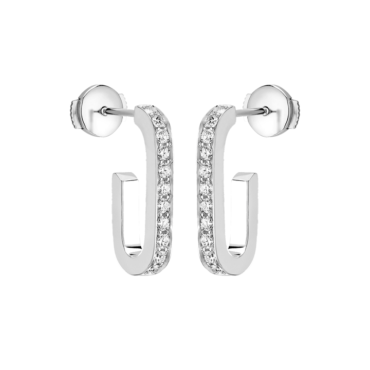 Dinh Van Maillon L 18k White Gold and Diamond Hoops