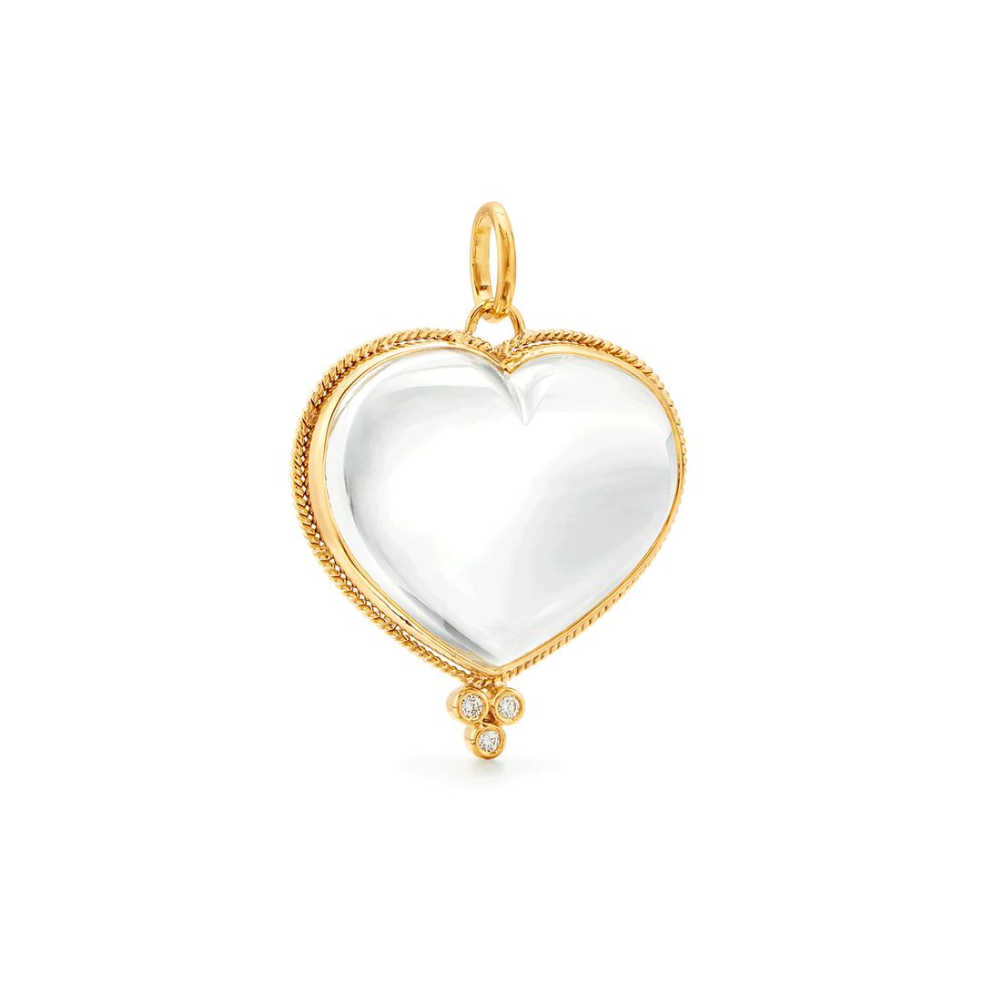 Temple St. Clair 18k Yellow Gold Large Rock Crystal Heart Pendant
