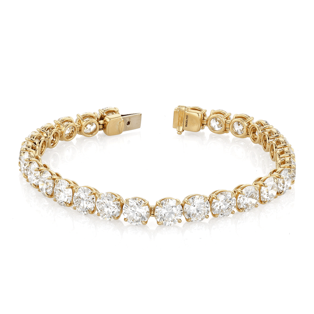 Hamilton Line Collection 18k Yellow Gold and 27.32 Total Weight Diamond Line Bracelet