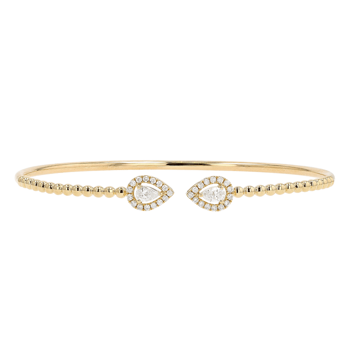 18k Yellow Gold and Pear Shape Diamond .50 Total Weight Halo Bracelet