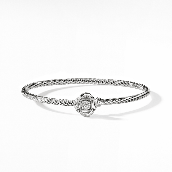 David Yurman Infinity Bracelet Sterling Silver with Diamonds, 3mm